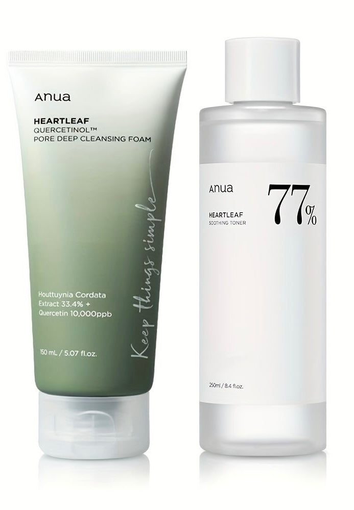Korean Anua Skin Care Set Heartleaf 77% Toner Deep Cleansing Oil Remove Cosmetic Face Cleanser Skincare Products Original