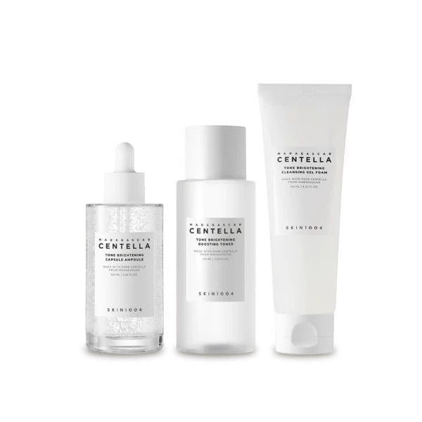 SKIN1004 Madagascar Centella Skincare Original Cleansing Gel Foam Tone Brightening Capsule Ampoule Whitening Serum Toner 3 Set